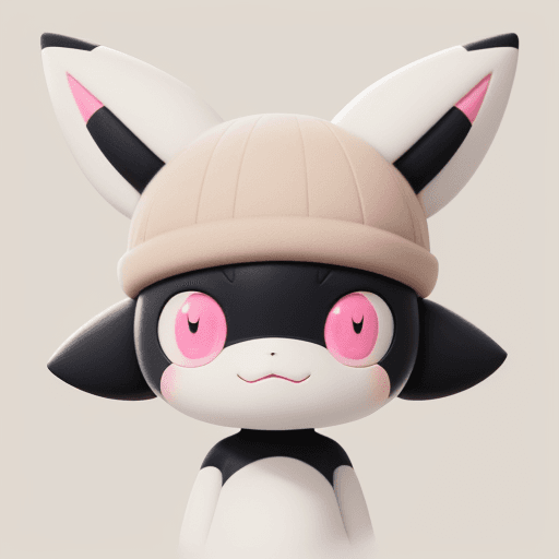 AI generated: Create a pokemon-inspired character with a round body, big black and white eyes
and The character ha...