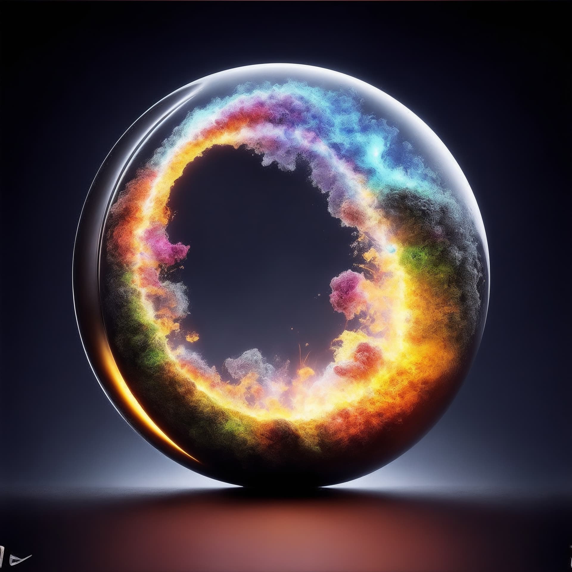 AI generated: A radiant ring, encapsulating a miniature, vibrant world at its heart, presented in exquisite detail...