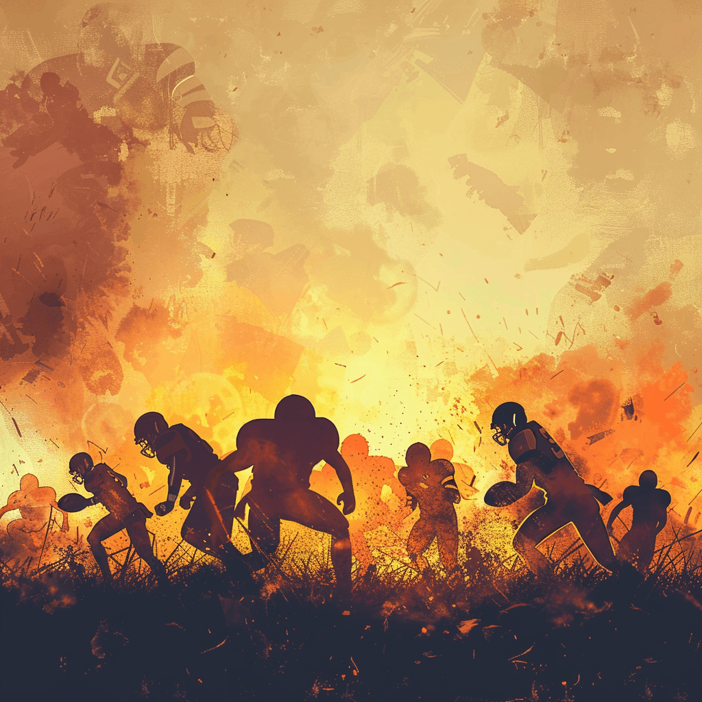 AI generated: beauty of silhouettes of the American football game on the field--ar 3:2 --v 6.0