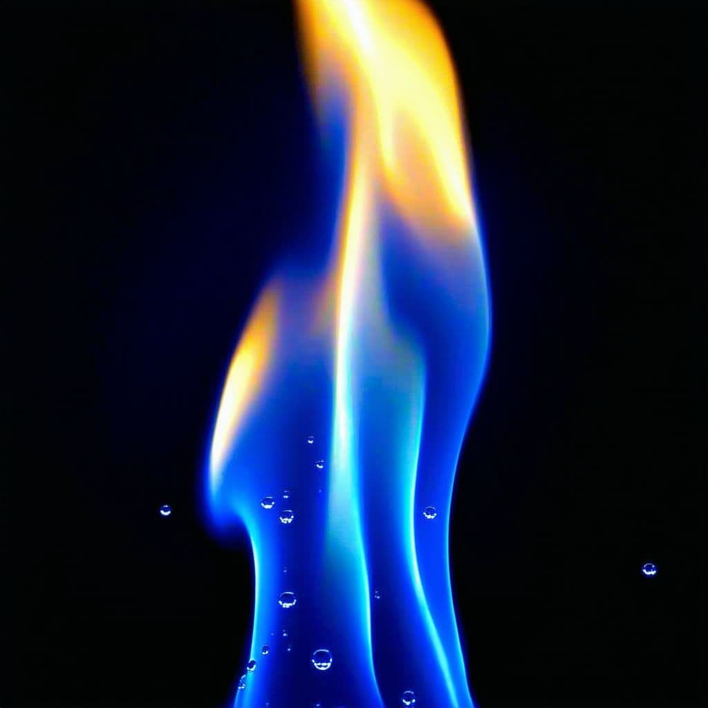 AI generated: Photorealistic image of a tall, dynamic fire flame. Intense dark blue base (#0000FF) fading to cyan ...