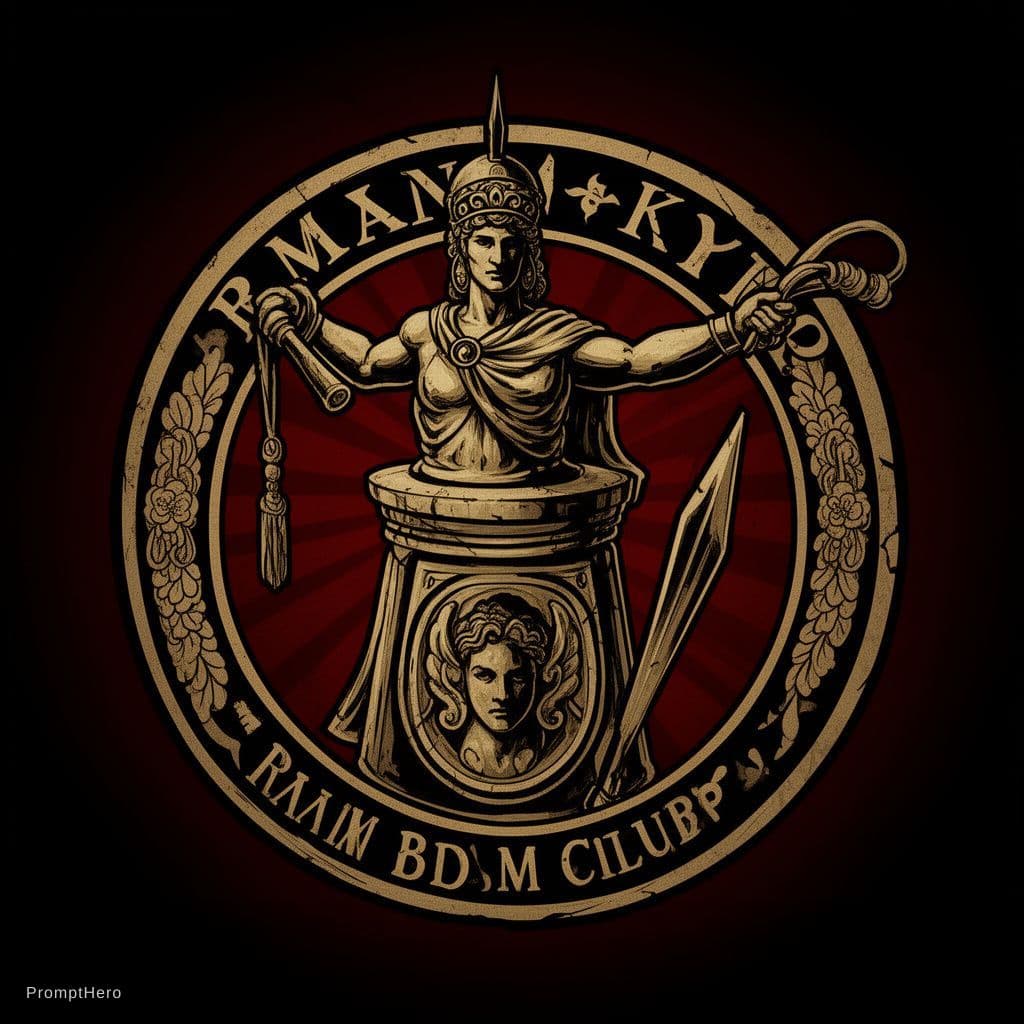 AI generated: incorporating the image into a logo for a roman bdsm club
