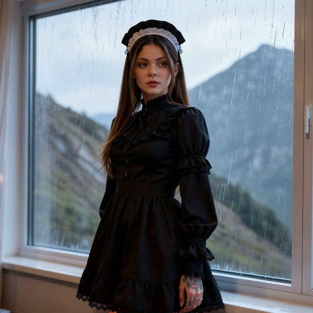 AI generated: Retrato de estudio hiperrealista de una hermosa joven del este de Asia con pechos enormes, con la le...