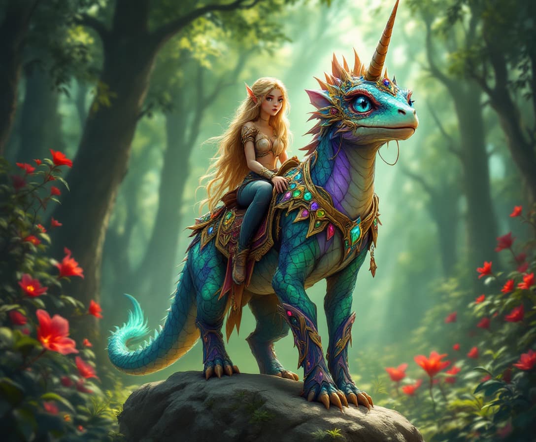 AI generated: Image is a comic  anime cartoon, vibrant digital artwork featuring a fantastical  Bi-pedal Unicorn c...