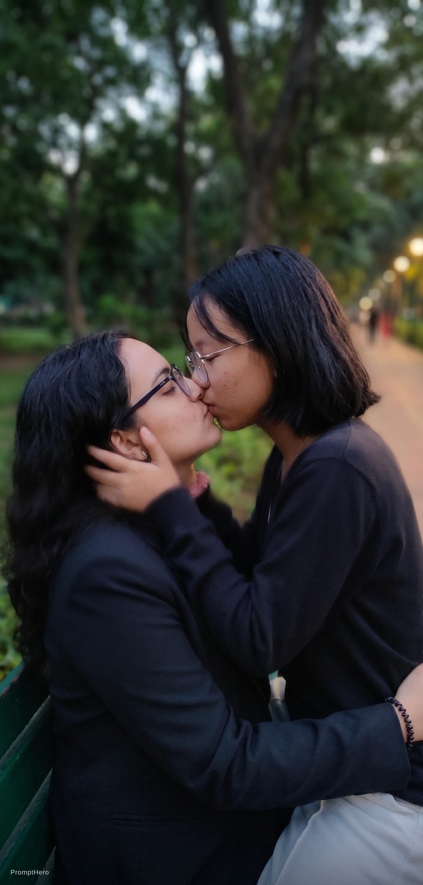 AI generated: A French kiss on tongue to tongue 