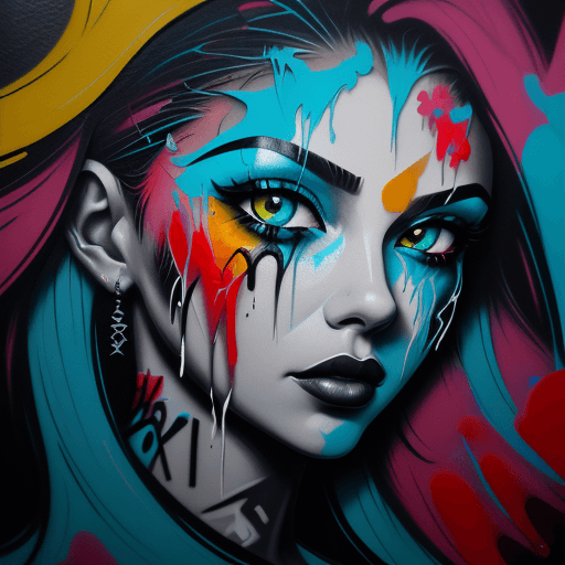 AI generated: graffiti art, splash art, street art, spray paint, oil gouache melting, acrylic, high contrast, blac...