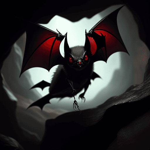 AI generated: A bloody eyed bat in a cave