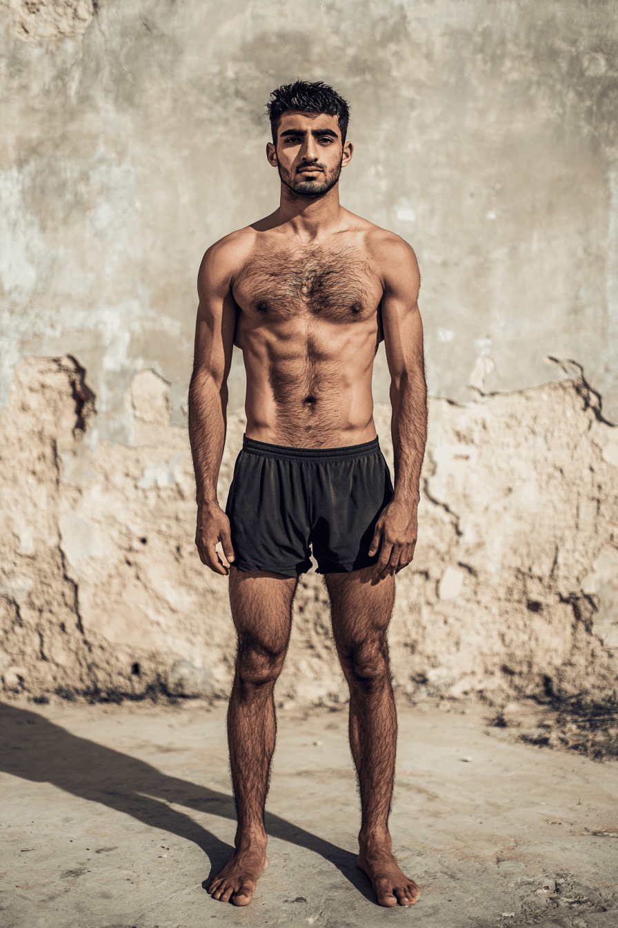AI generated: Photo of an attractive Middle Eastern man in his early to mid-20s, with a muscular and athletic buil...