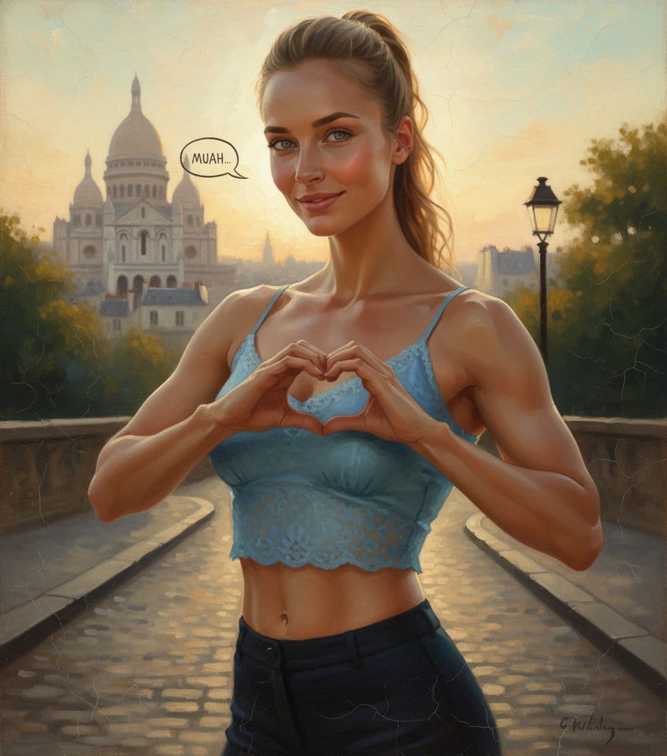 AI generated: Neo-classical style painting, painted in Montmartre by an unknown artist of a semi muscular woman, g...
