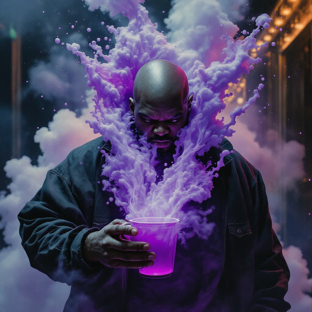 AI generated: dave blunts a big very very fat bald black rapper with no facial hair controlling the elements with ...