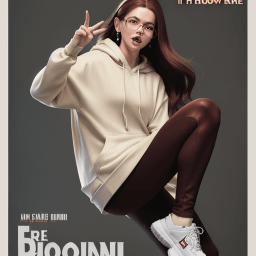 AI generated:  full body of a woman with long red brown hair with glasses and spacers in ears wearing a with light...