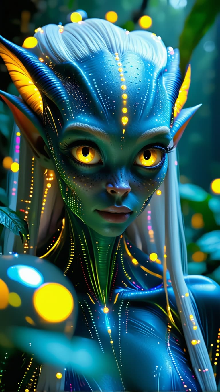 AI generated: Hyper realistic Surreal 3D, 4K digital artwork high detail of a beautiful alien princess with large ...