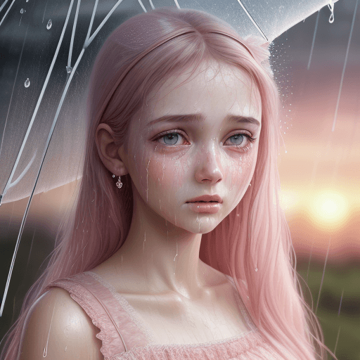 AI generated: Beautiful girl 20 years old in a pink modern lace dress with threads, in the style of hyperrealism a...