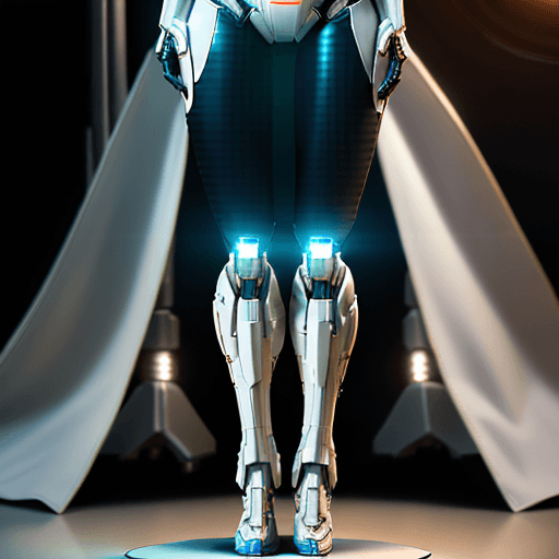 AI generated: hyperrealistic photo, commercial photography, fullbody armed fine female figure in a white sci-fi su...