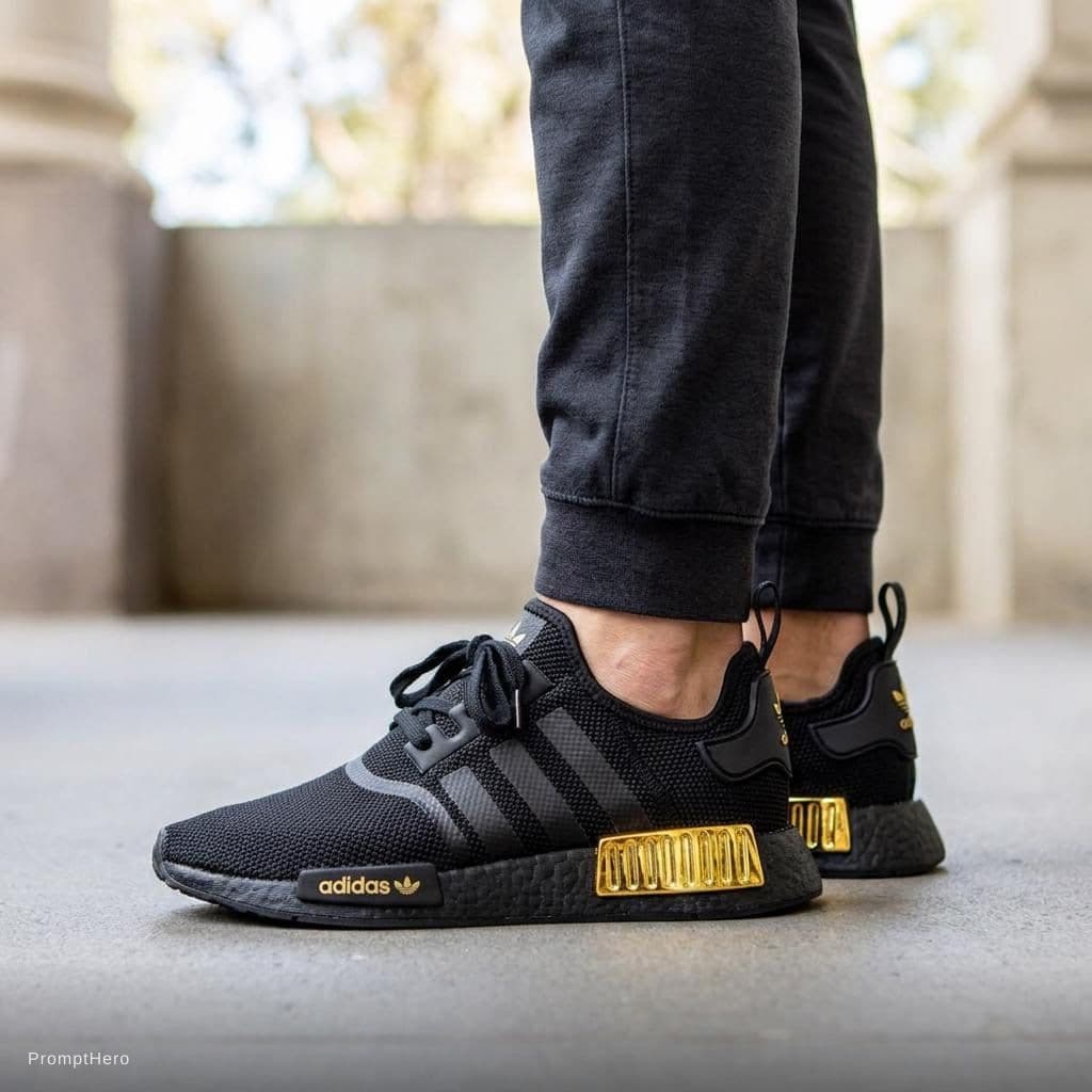 AI generated: Left side person wear him the uploaded shoes