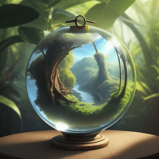 AI generated: Amazon ecosystem inside a very realistic glass ball