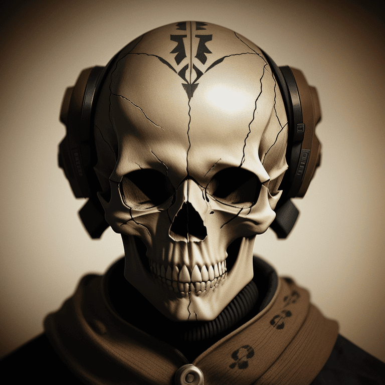 AI generated: Intarsia  skull photographic cinematic