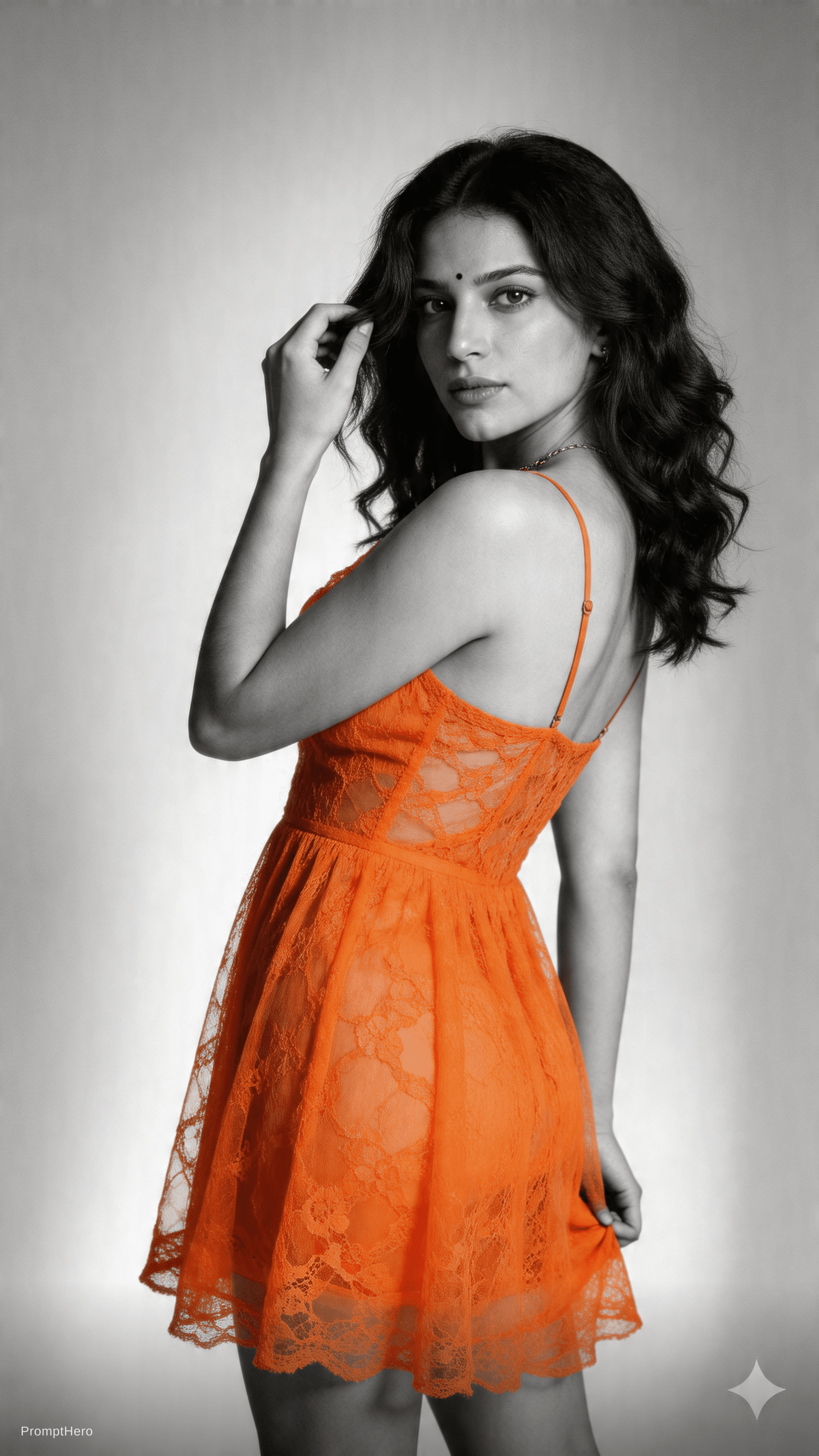 AI generated: Without changing the woman's appearance from the original photo..A black and white, extremely detail...