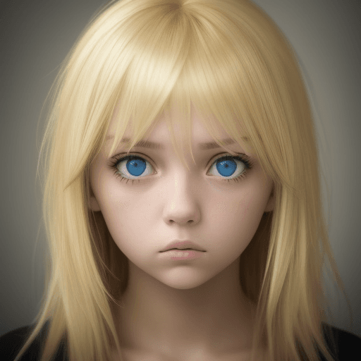 AI generated: Photo of a blonde girl looking scared