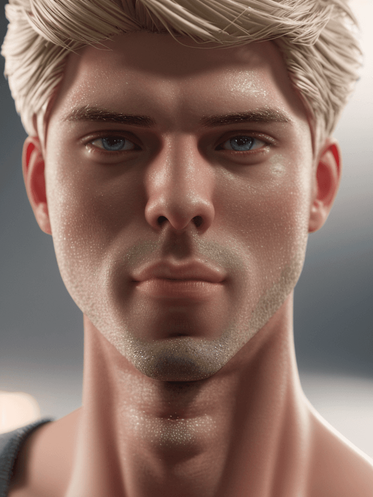 AI generated: a Ken from Barbie character, photorealistic, octane render, hyperrealistic, (skindentation:1. 3), (p...