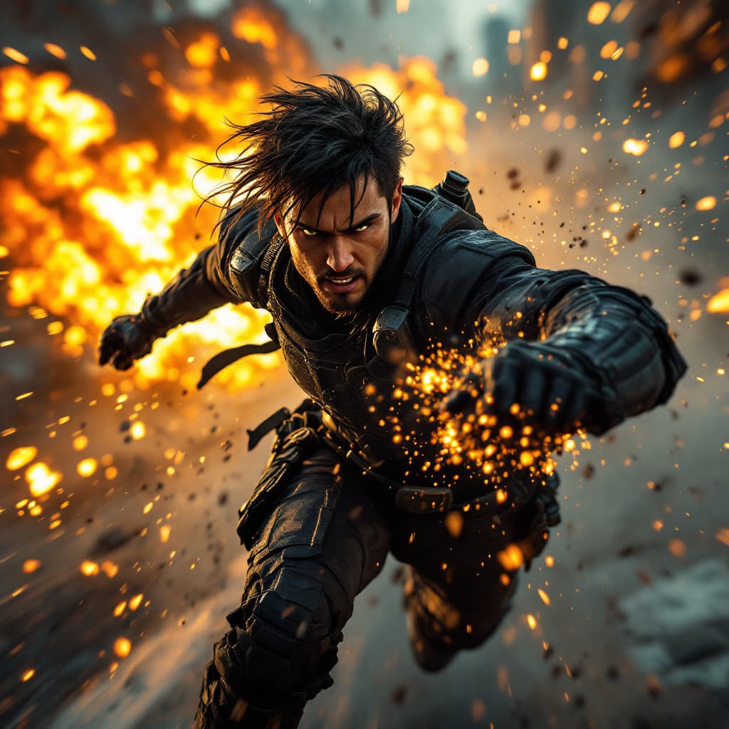 AI generated: Imagine a powerful action-packed scene, filled with breathtaking sequences and intense energy. The h...