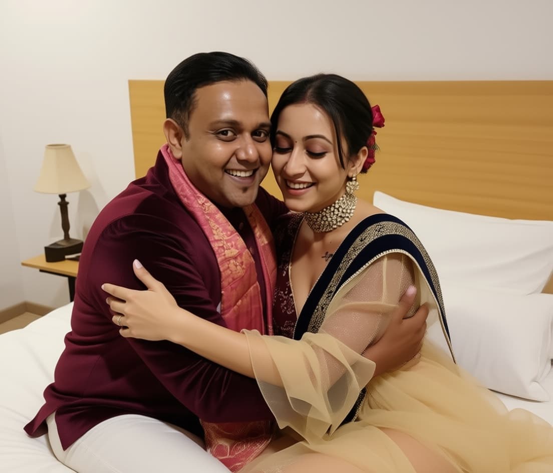 AI generated: they are naked feeling hot in bed, hugging each other 