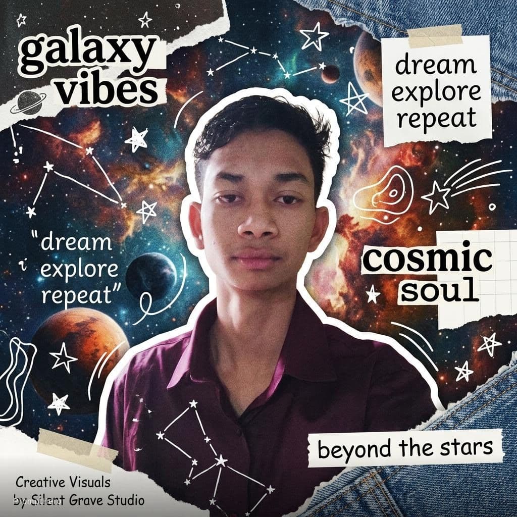 AI generated: “galaxy vibes”
“dream explore repeat”
“cosmic soul”
“beyond the stars”
Composition should feel creat...
