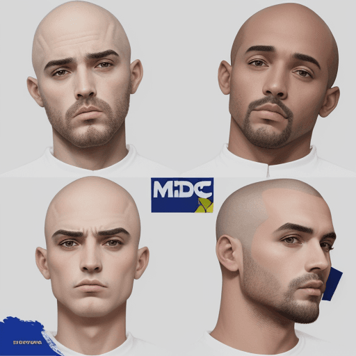 AI generated: Crie uma logo apocaliptica da marca MDC, com varios homens carecas vestidos como detentos