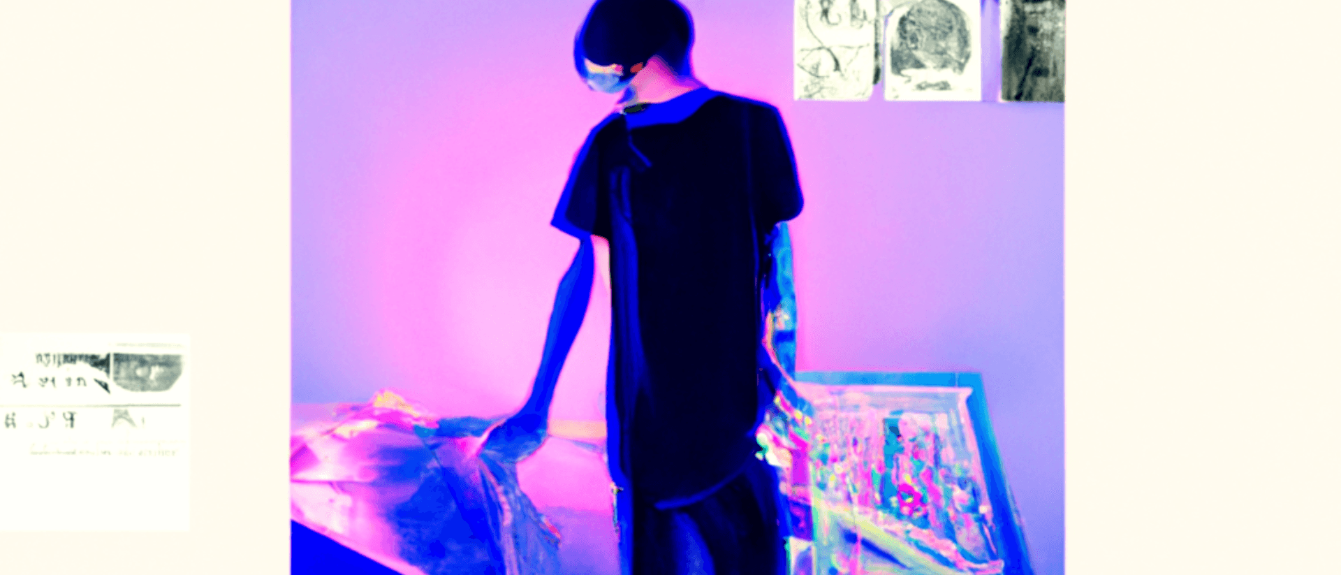 AI generated: More abstract figure playing with modular synth