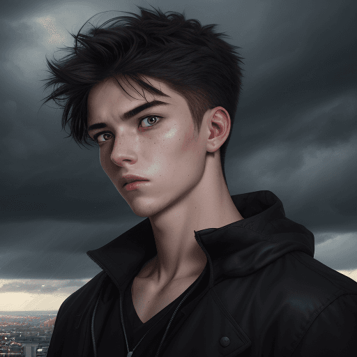 AI generated: Ultra-realistic photograph of a young man with a dynamic expression, captured with a Fujifilm GFX 10...