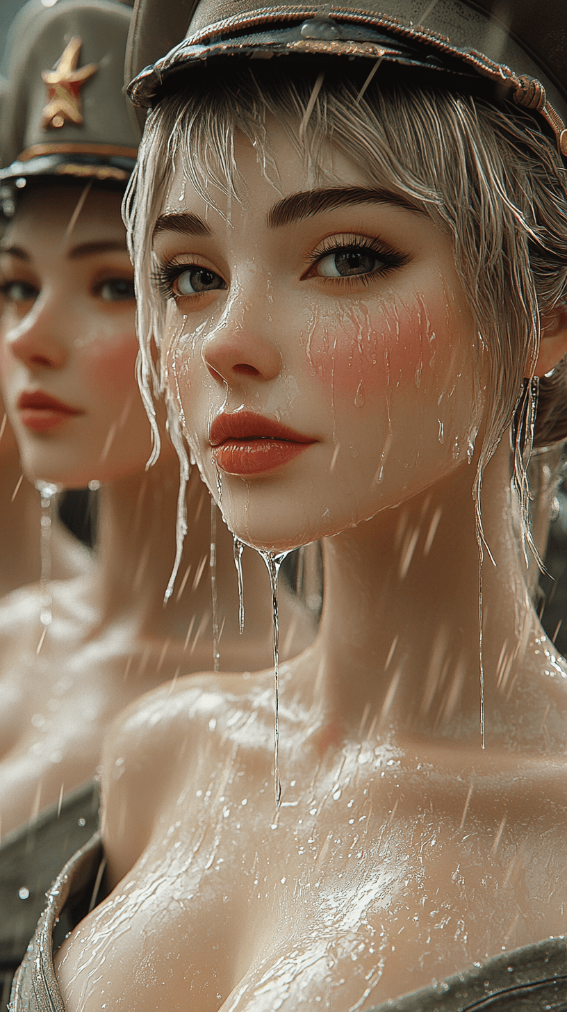 AI generated: A detailed digital illustration in the style of Dimitry Roulland, Up close, observe several cold whi...