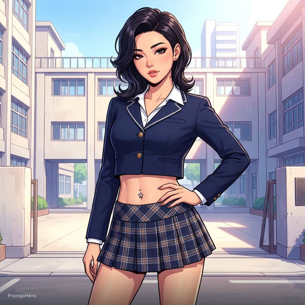 AI generated: 18 year young niji anime asian girl, very sultry look, so hot girl, beautiful charismatic girl, so h...