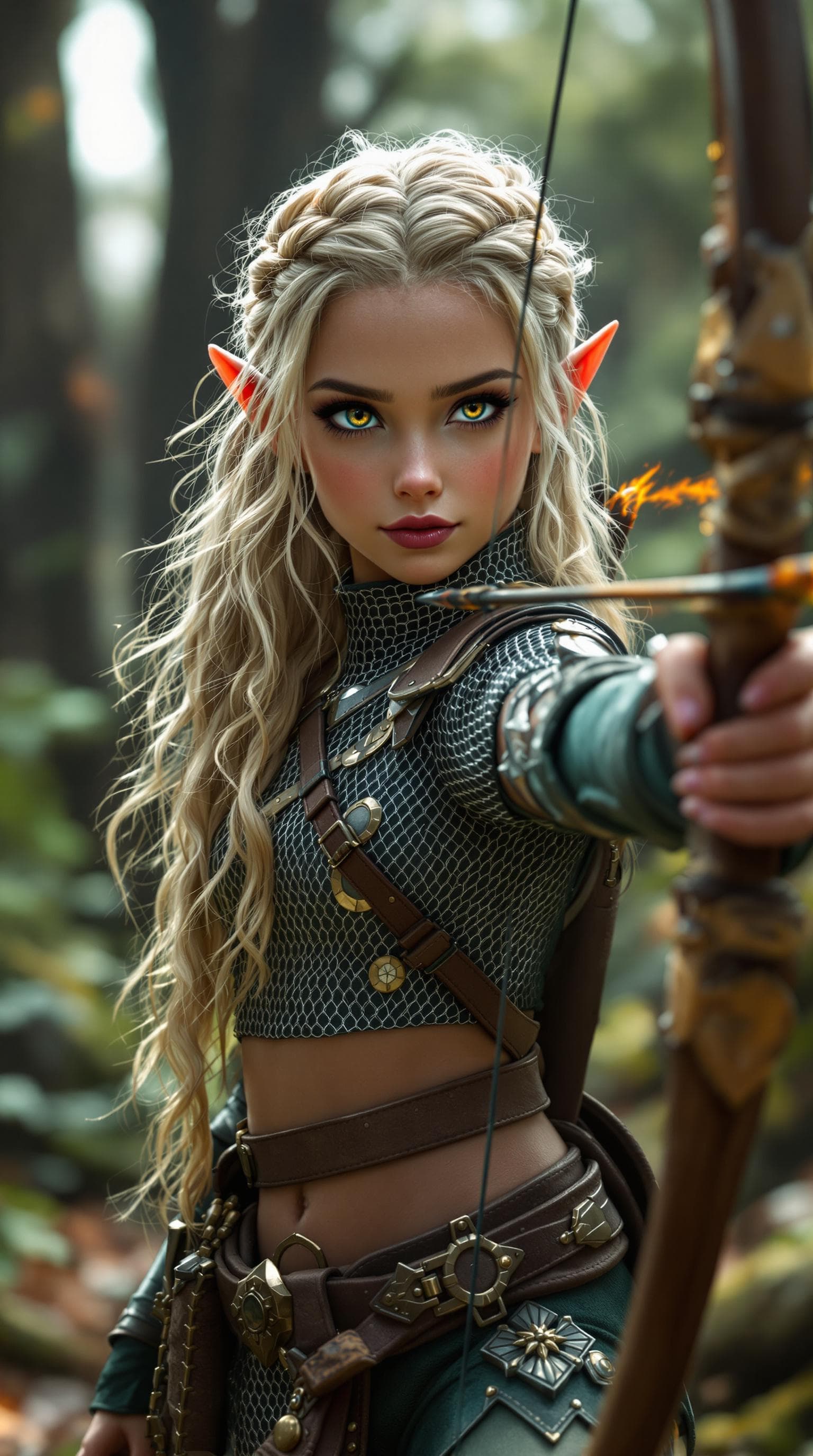 AI generated: A professional photograph of most beautiful girl in the world, age 8  short-eared elf, captured in a...