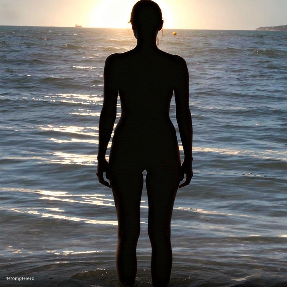 AI generated: She is standing topless