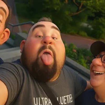 AI generated video: Drei beste Freunde machen gemeinsam ein Selfie im Freien. Sie lachen herzhaft, strahlen vor Freude u...
