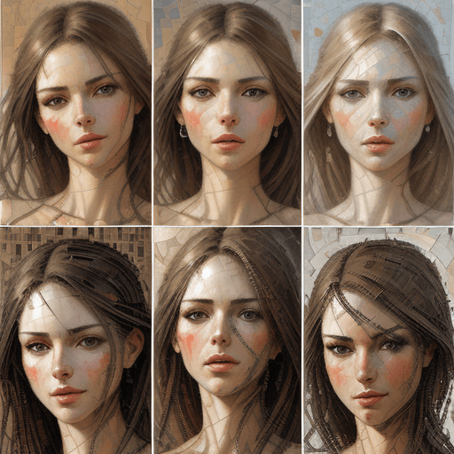 AI generated: a collage of women's faces in mosaic, in the style of andrew atroshenko, peter gric --ar 73:109 --st...