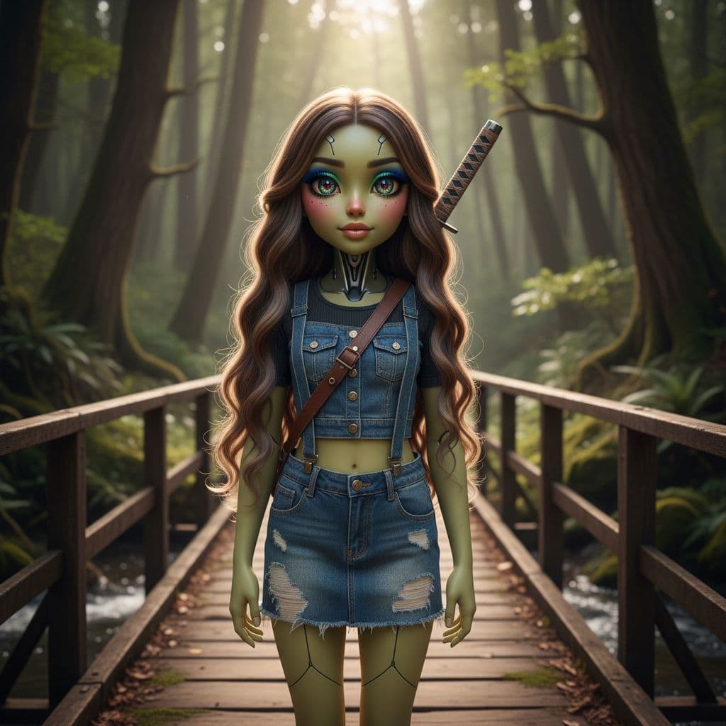 AI generated: A professional photo depicting the world’s most beautiful sixth-grade girl as a prototype android wi...