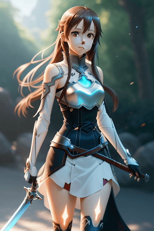 AI generated: modern disney style,Sword Art Online, beautiful Yuuki Asuna, (full body portrait), highly detailed h...