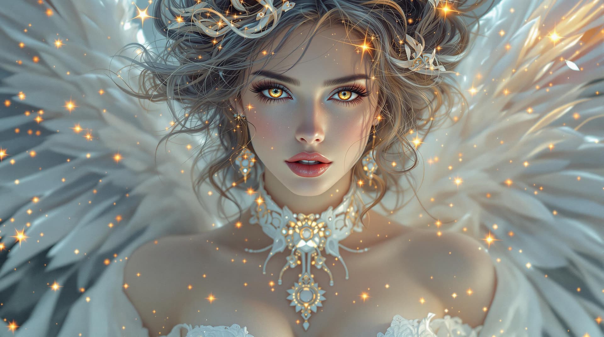 AI generated:  Create a hyper-realistic surreal portrait  slightly 
 of centered where reality fractures into beau...