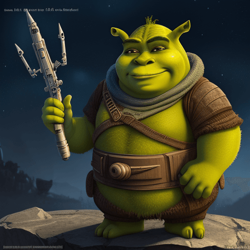AI generated: sprav mi scifi obal na knihu shrek
