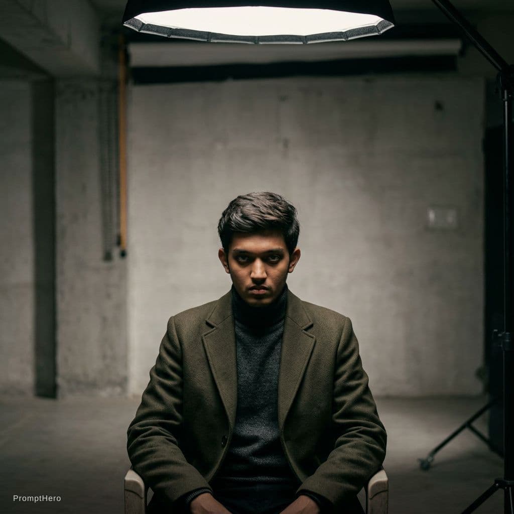 AI generated: high-end portrait photography, editorial studio photography, cinematic color grading, vertical compo...