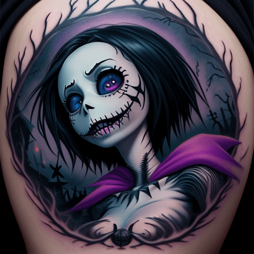 AI generated: nightmare before christmas tattoo, hyper realistic, vivid colors