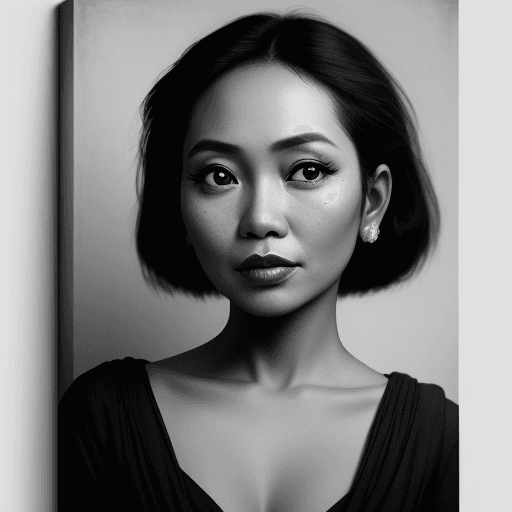 AI generated: Portrait of Indonesian Actress Adinia Wirasti, in the style of Photographer Irving Penn, daylight st...