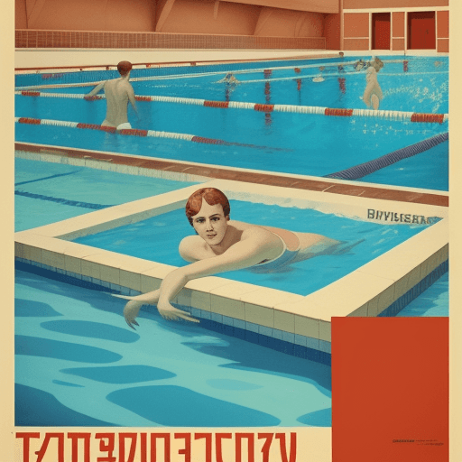 AI generated: Soviet poster swimming pool 