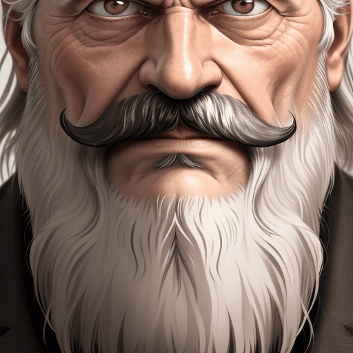 AI generated: The image features an older man, a long white beard and mustache,  He has a stern expression, giving...