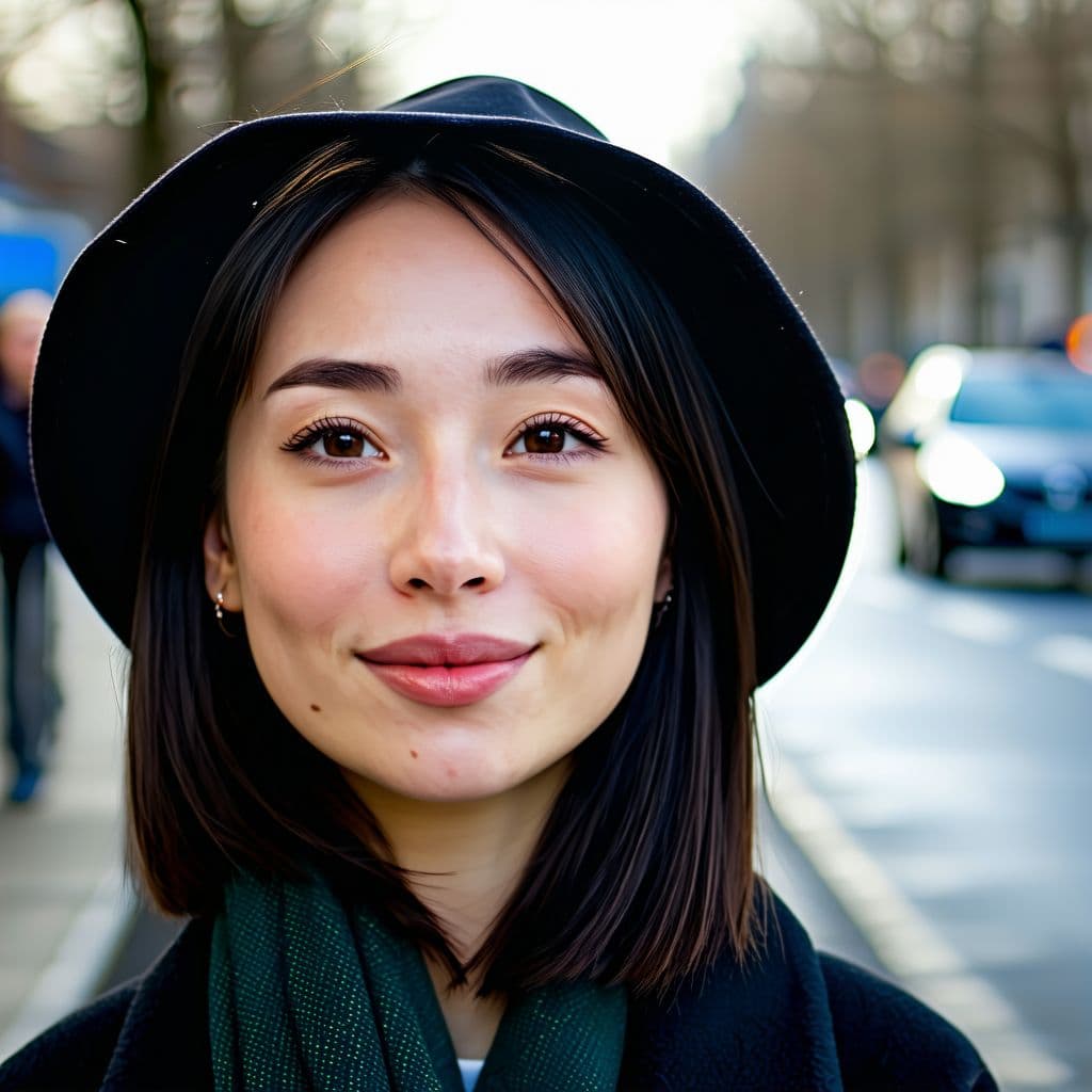 AI generated: ultra-realistic photo of a young beautiful Asian woman, shot on a Sony a7III, on the street in Paris...
