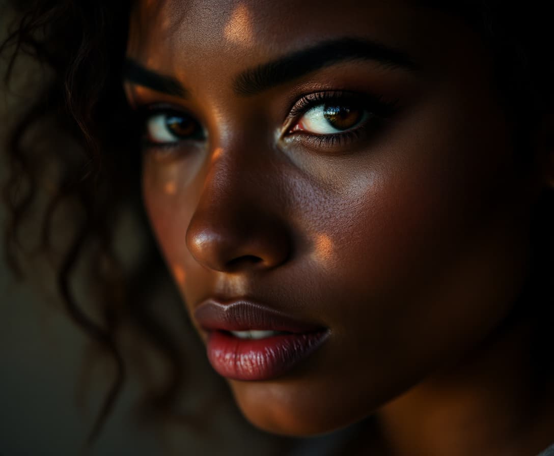 AI generated: bella mujer colombiana negra de 36 años, mirada mística, el rostro de la mujer muy detallado, con un...