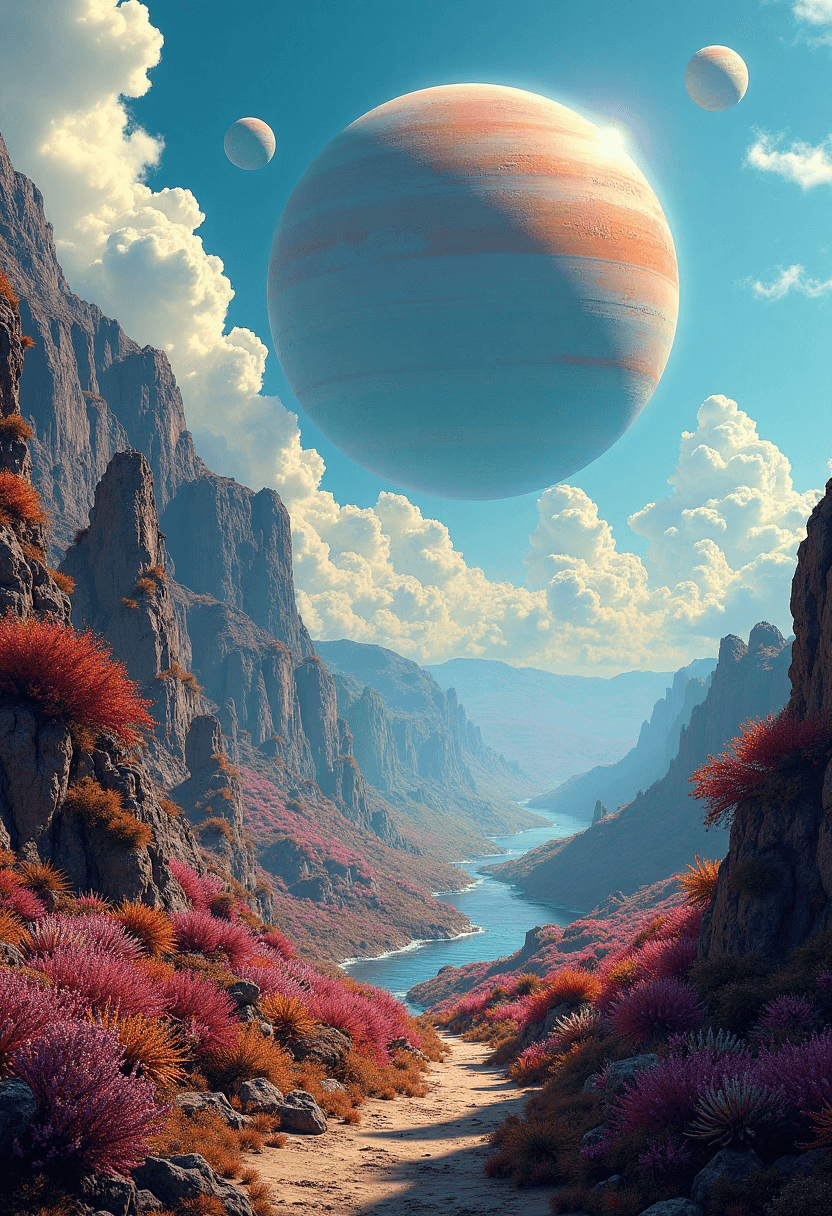 AI generated: A captivating extraterrestrial landscape, showcasing an alien world with breathtaking intensity. The...