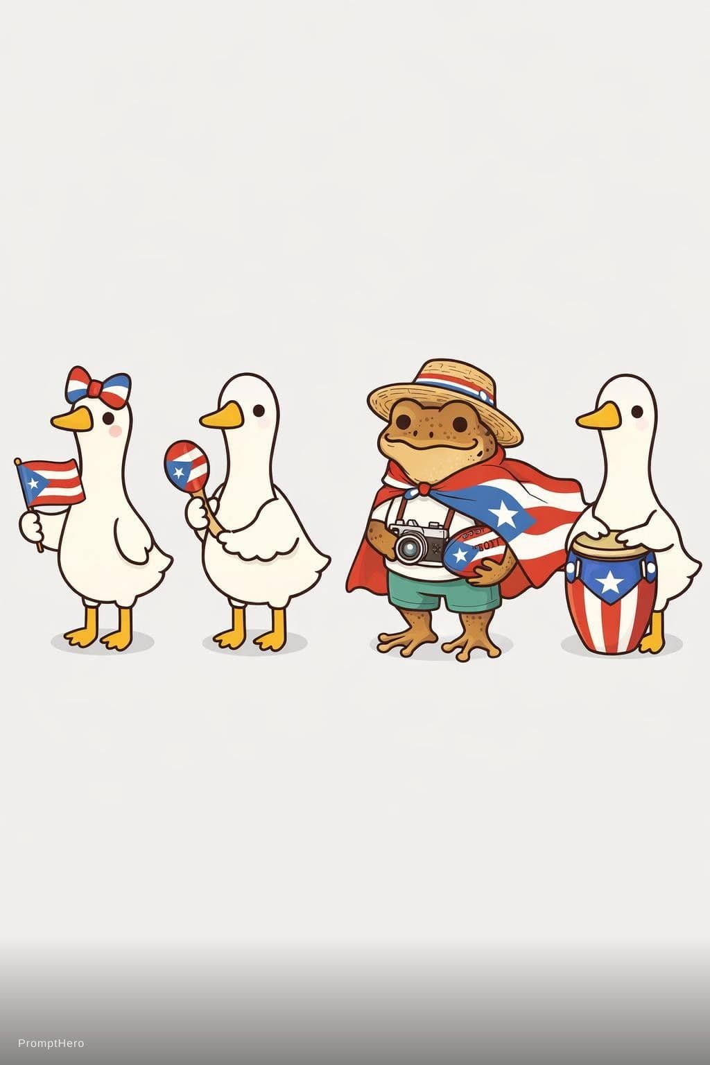 AI generated: cute cartoon lineup of four characters, evenly spaced, all characters the same height and scale.

ch...