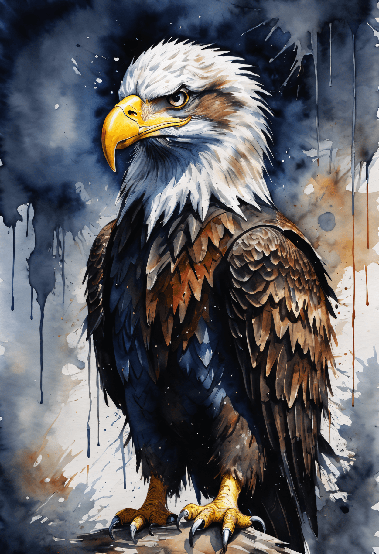 AI generated: Masterpiece, Best Quality, Watercolor Eagle Painting, dripping paint, sketchy . , 8k, UHD, HDR