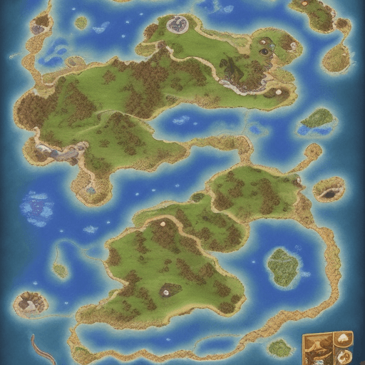 AI generated: Fantasy continent for a dungeons and dragons campaign 